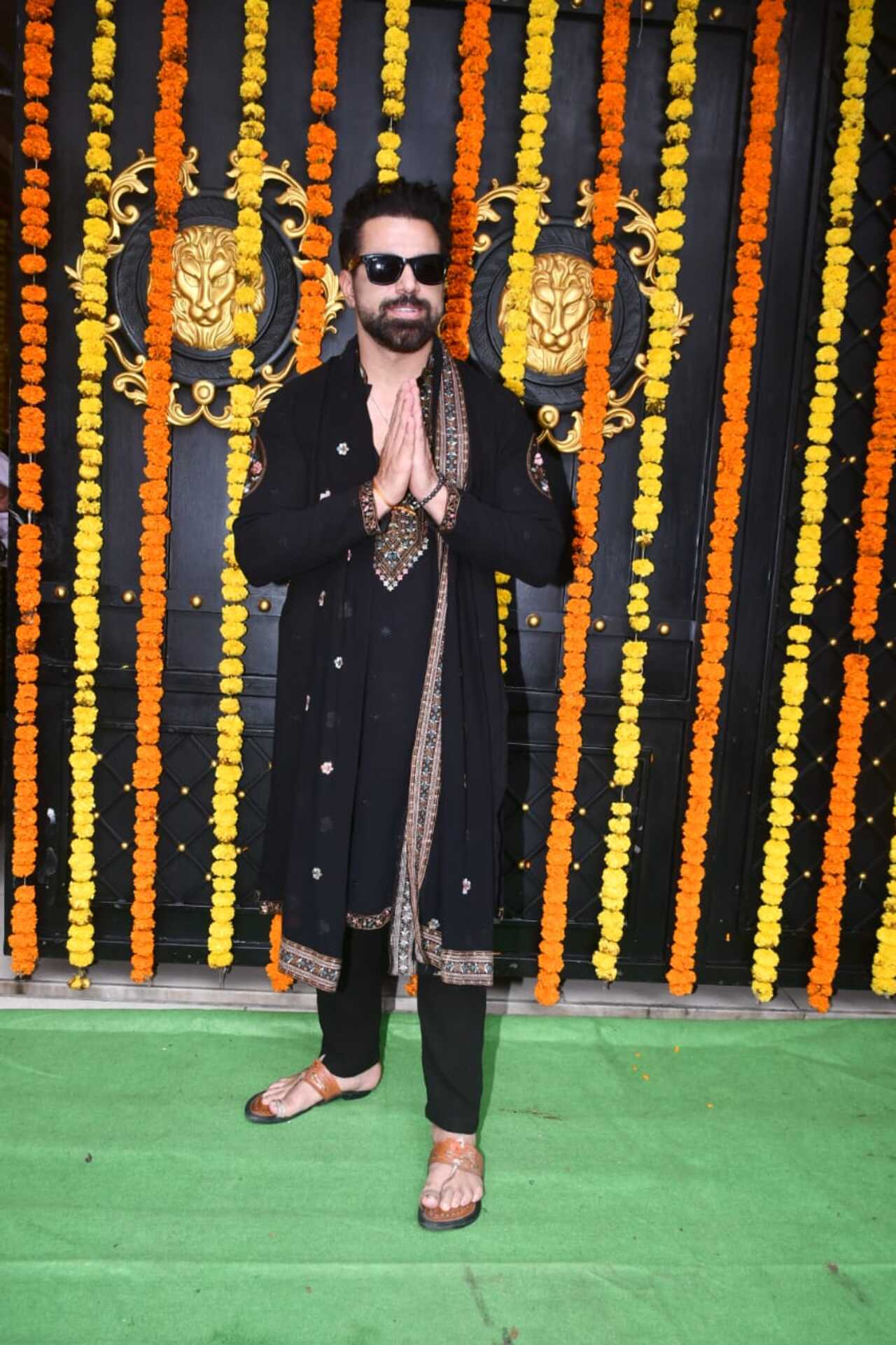 Actor Rithvik Dhanjani also arrived in style at Ektaa's lunch party. He looked dapped in an all-black kurta set and completed the look with cool shades. 